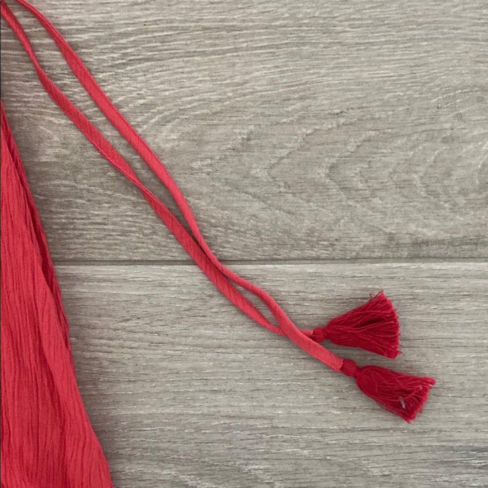 Red Ruffled V-Neck Dress - Picture 3 of 9